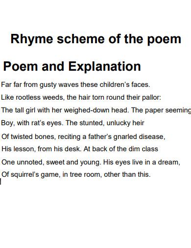 rhyming scheme in poetry examples