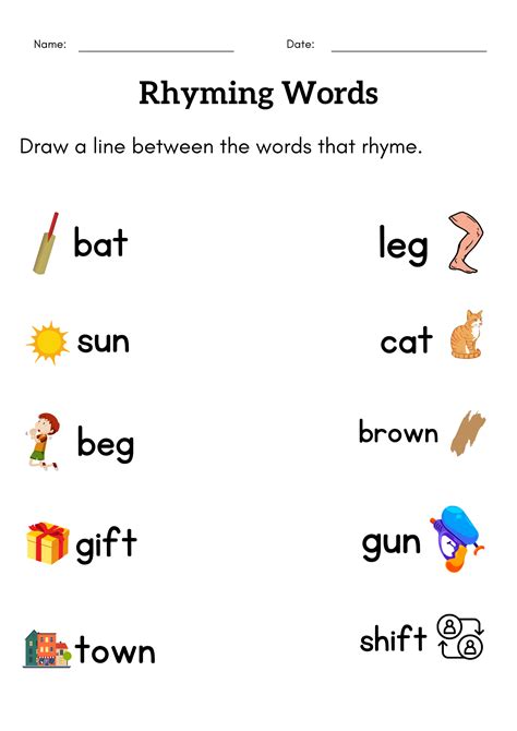 rhyming words worksheet for kindergarten pdf with answers