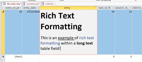rich text format table example