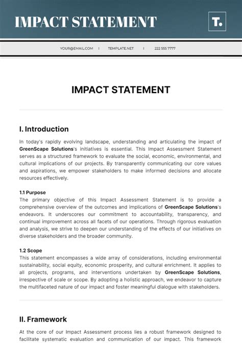 risk impact statement example