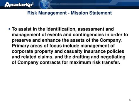 risk management mission statement examples