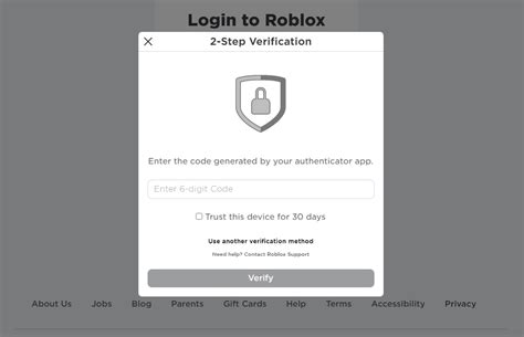 roblox 2 step verification invalid code