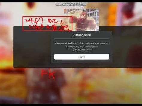 roblox error code 267 account too young