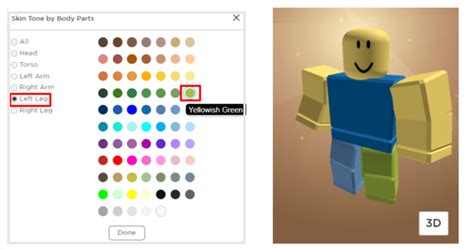 roblox noob skin color code