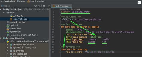 robot framework example test case python