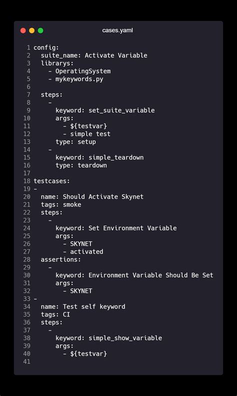 robot framework yaml variable file example