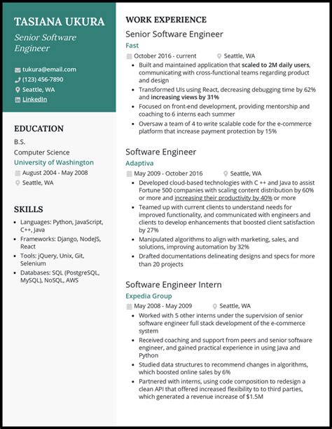 roles and responsibilities of senior software developer in resume