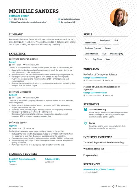 roles and responsibilities of software tester in resume