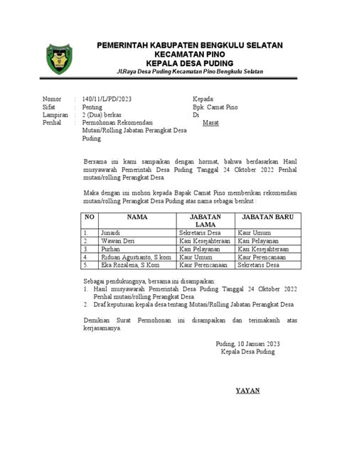 rolling jabatan perangkat desa