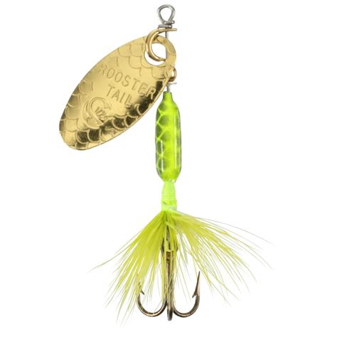 A rooster tail fishing lure