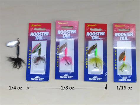 Rooster Tail Size Chart