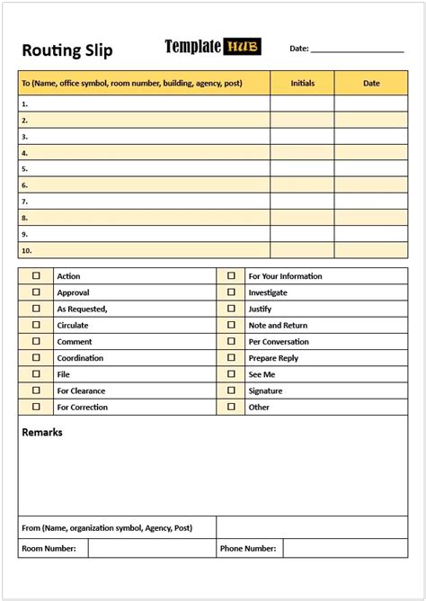 routing slip template excel