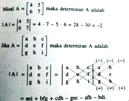 rumus determinan matriks di excel