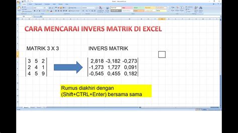 rumus invers matriks di excel