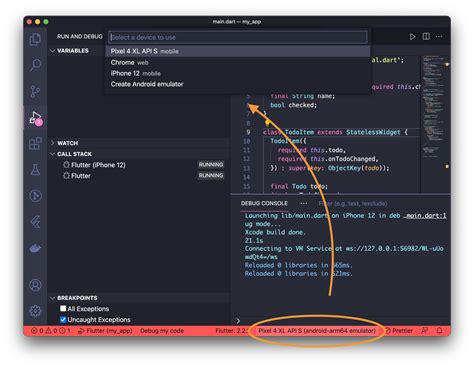 run flutter app in vs code