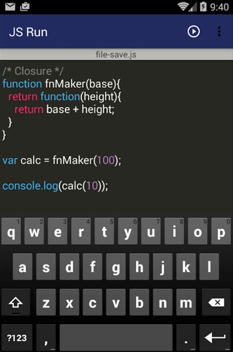 run javascript on android phone