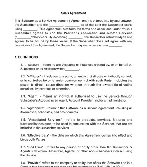 saas contract example