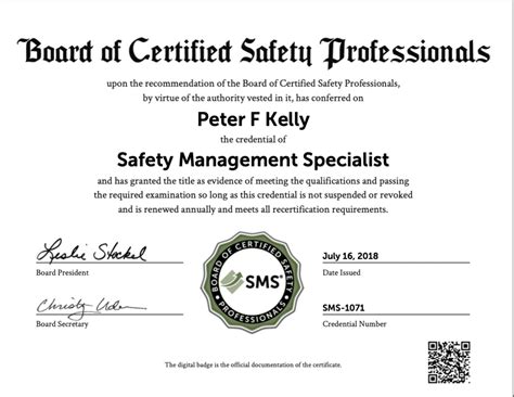 safety management specialist certification