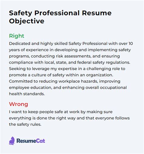 safety manager objective statement