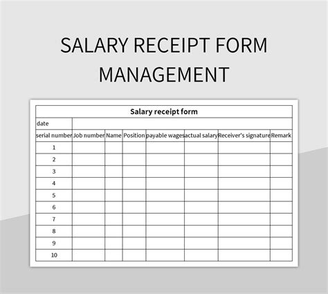 salary payment receipt format in excel