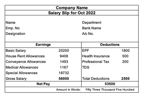 salary slip in excel format