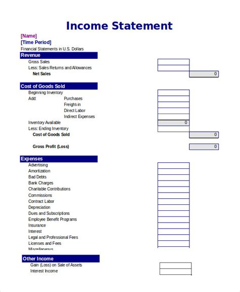 salary statement in excel format free download