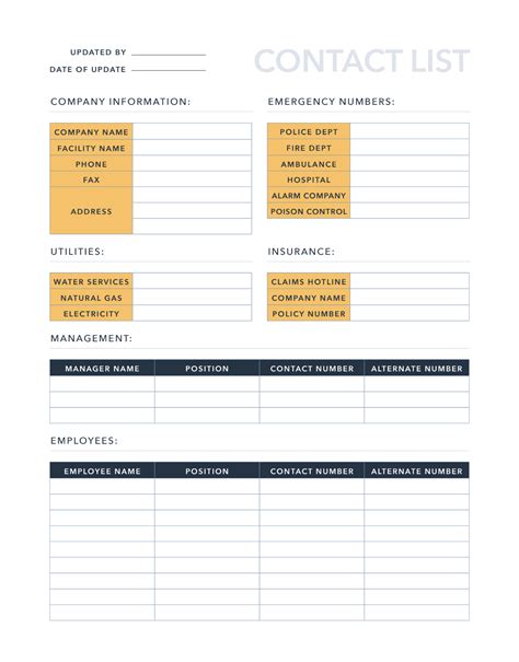 sales contact sheet template excel