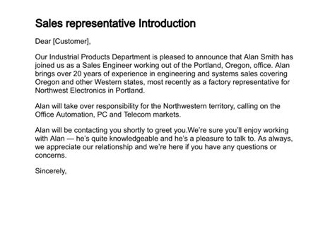 sales introduction example