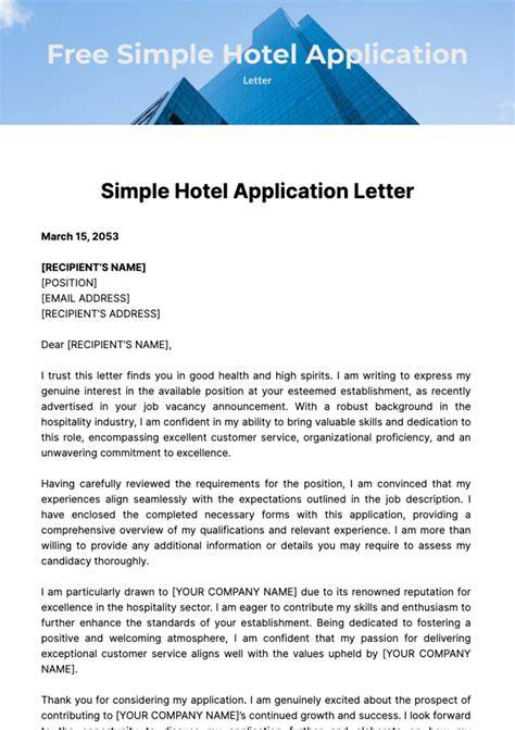 sample application letter for hotel permit