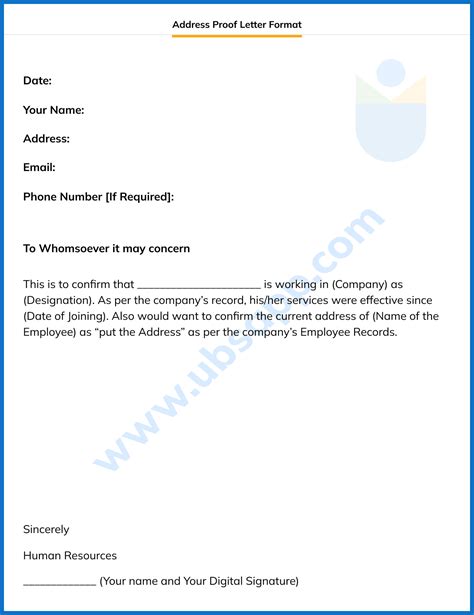 sample authorization letter for proof of address