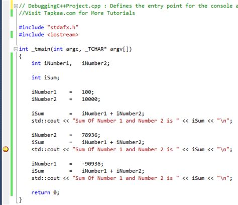 sample c++ code in visual studio
