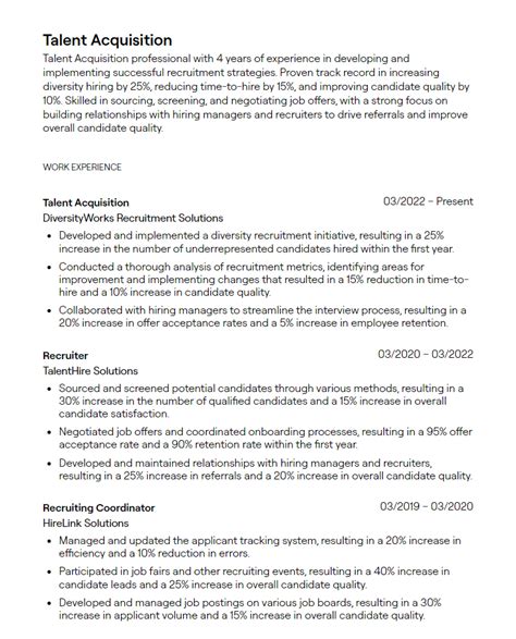 sample career statement examples for talent profile