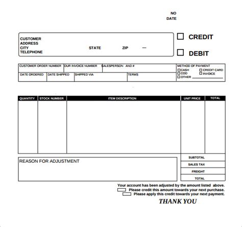 sample debit memo