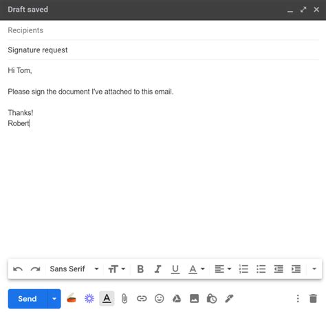 sample email requesting signature on documents