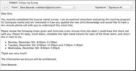 sample email to inform training schedule