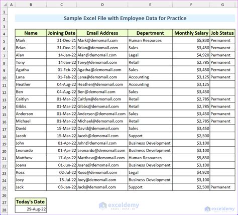 sample employee data excel download