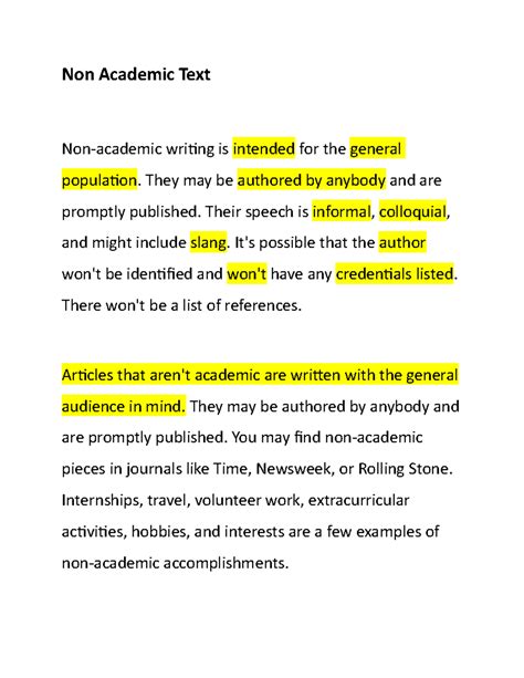 sample example of non academic text pdf