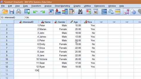sample excel data for spss download
