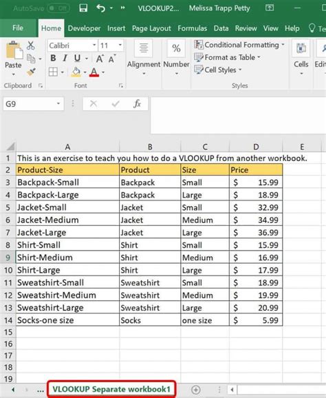 sample excel sheet for practice vlookup