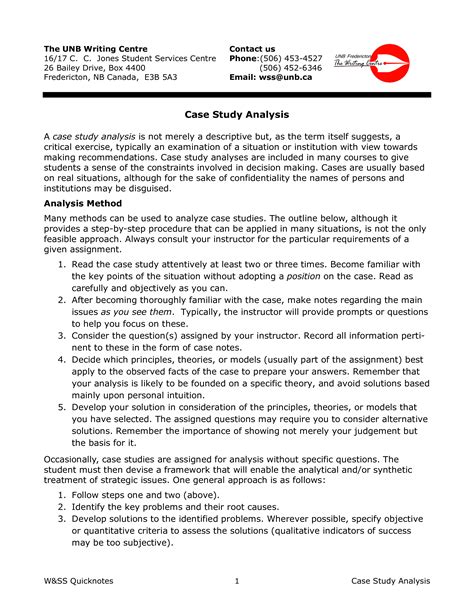 sample format of case study analysis