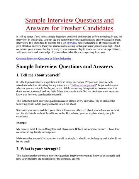 sample interview question and answer for experienced