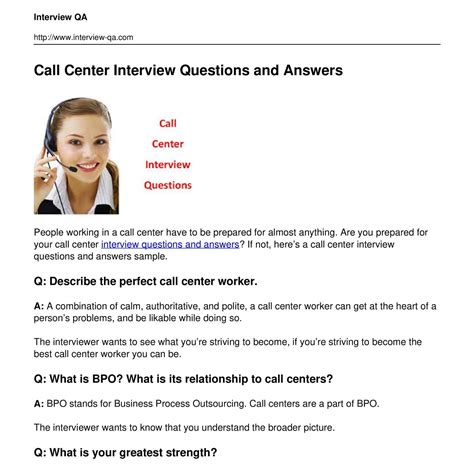 sample interview question and answer in call center