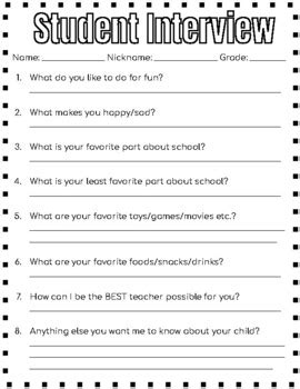 sample interview questions for middle school students