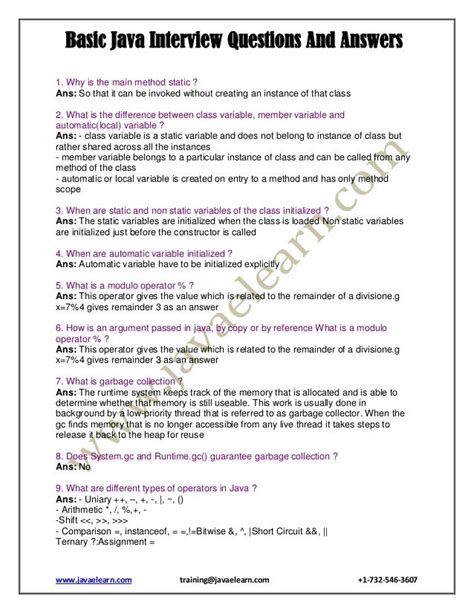 sample java questions for interview