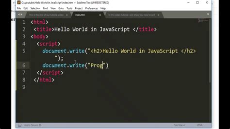 sample javascript code hello world