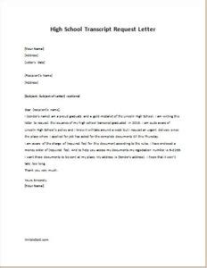 sample letter request for school transcript