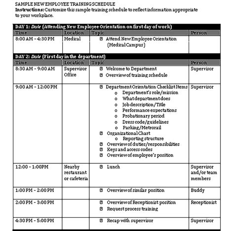 sample of a training programme