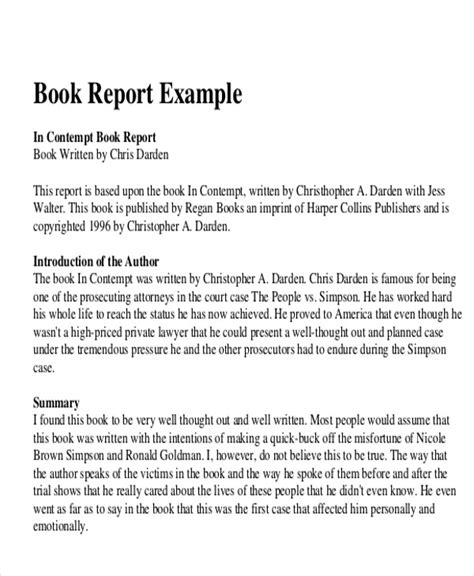 sample of book report introduction