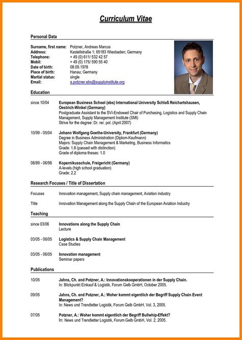 sample of cv format for job
