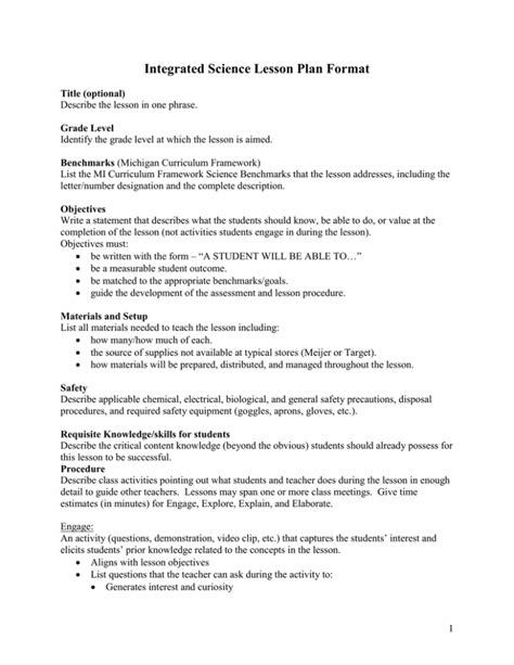 sample of lesson plan in integrated science
